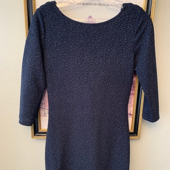 Windsor Navy Drape Back Stretch Metallic Mini Dress - Picture 5 of 8
